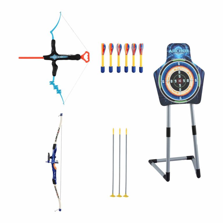 keezi kids bow and arrow set toy archery standing target suction cup arrows Archery set with bow, arrows and target stand