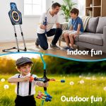 keezi kids bow and arrow set toy archery standing target suction cup arrows Father and son enjoying toy archery indoors and outdoors