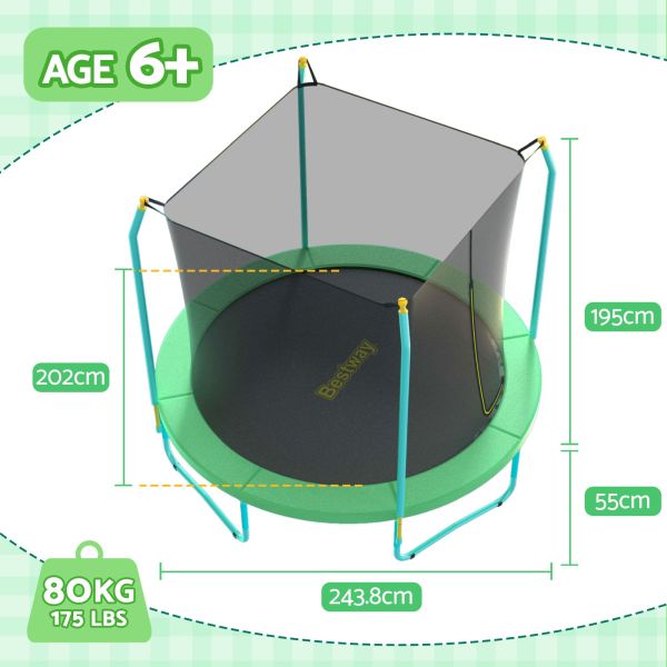 Kids trampoline with safety net and dimensions