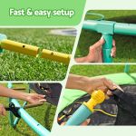 Quick trampoline assembly with snap-fit frame components