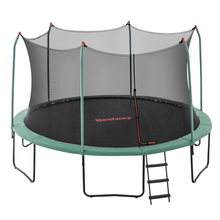 bw trampo 59105 00.jpg Round trampoline with safety net and ladder