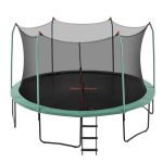 bestway 14ft trampoline kids rebounder safety net enclosure outdoor fitness 4.27m for ages 6+ Round trampoline with safety net and ladder