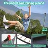 bestway 14ft trampoline kids rebounder safety net enclosure outdoor fitness 4.27m for ages 6+ Boy jumping on backyard trampoline with safety net