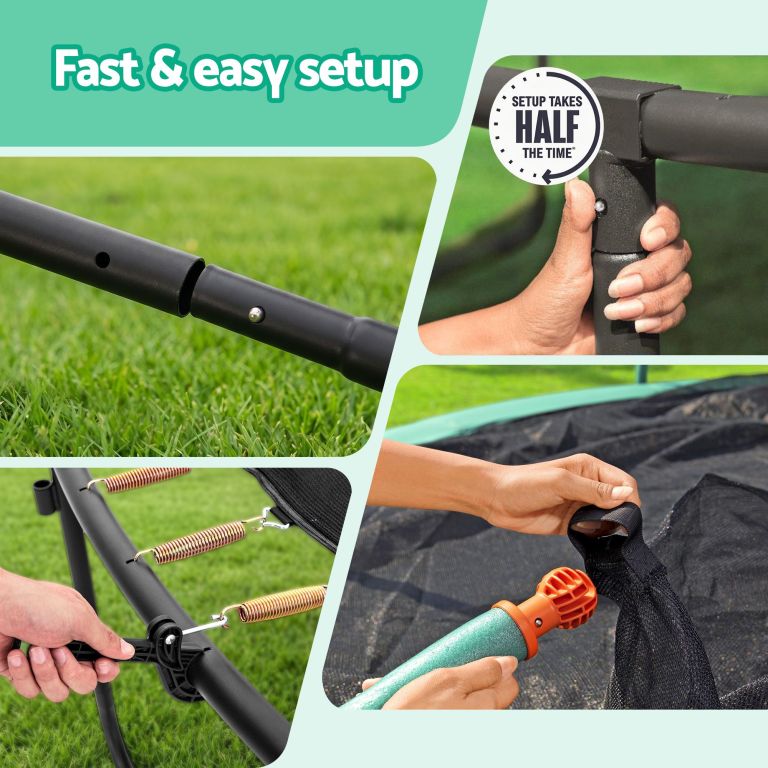 bestway 14ft trampoline kids rebounder safety net enclosure outdoor fitness 4.27m for ages 6+ Trampoline frame and net fast easy setup