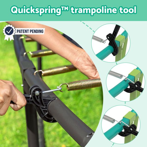 bestway 14ft trampoline kids rebounder safety net enclosure outdoor fitness 4.27m for ages 6+ Quickspring trampoline tool attaching spring to frame