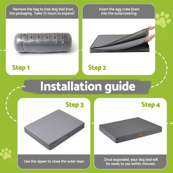i.pet dog bed large water resistant egg crate foam orthopedic pet mat grey Dog bed installation steps with foam insert