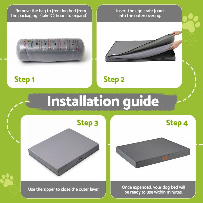 Dog bed installation steps with foam insert