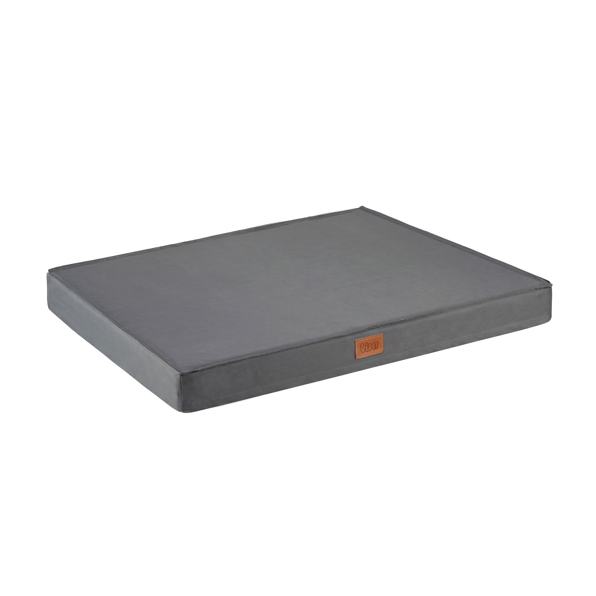 Large grey rectangular dog bed mattress