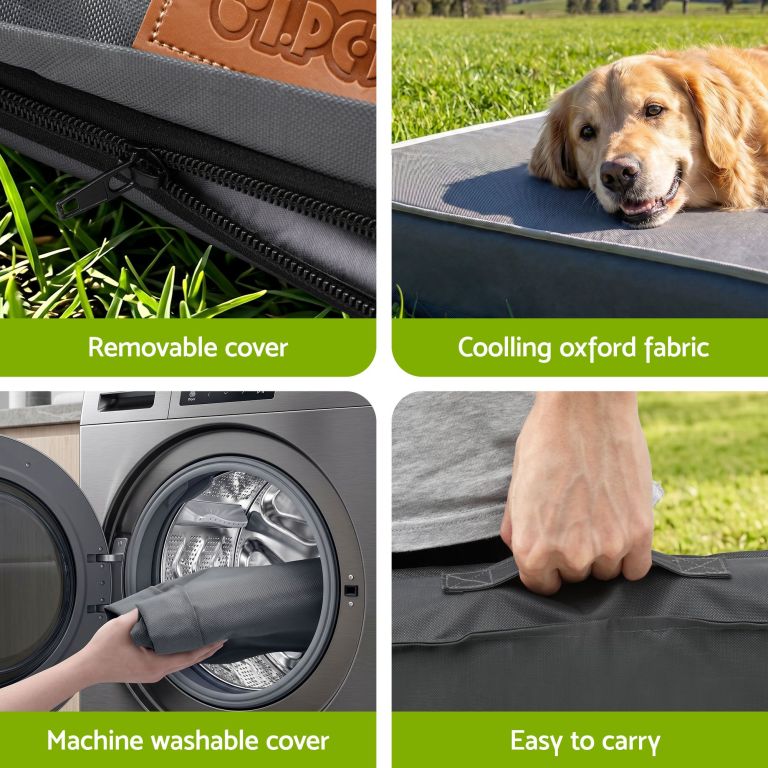 i.pet dog bed xl water resistant egg crate foam orthopedic pet mat grey Dog cooling mat with removable washable cover