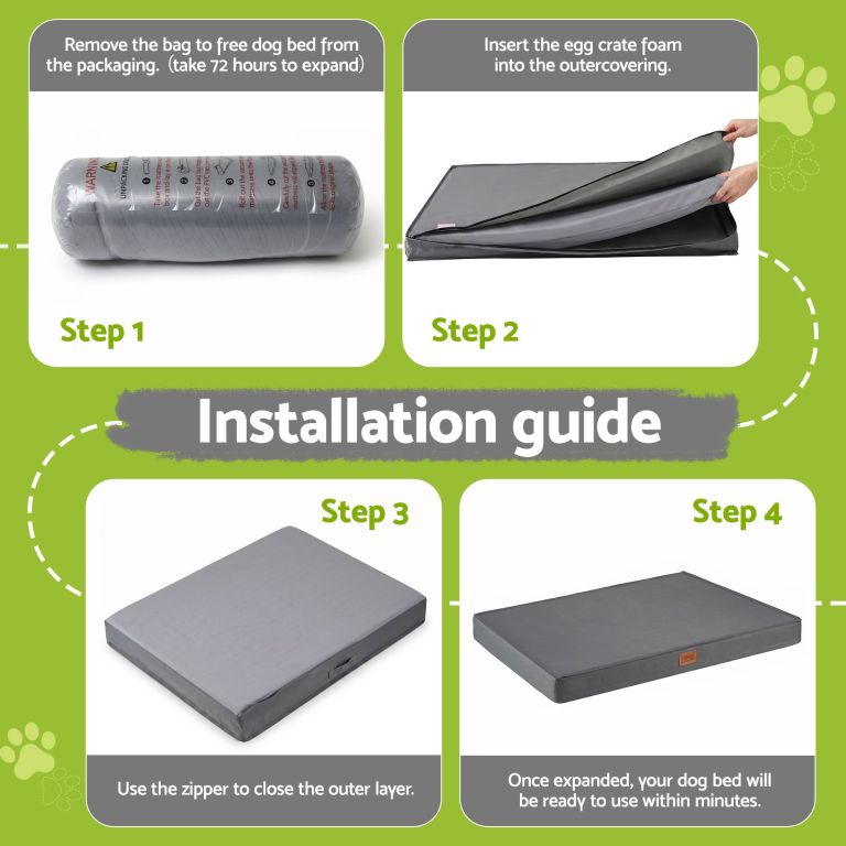 i.pet dog bed xl water resistant egg crate foam orthopedic pet mat grey Dog bed installation steps infographic guide