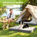 i.pet dog bed xl water resistant egg crate foam orthopedic pet mat grey Man camping by lake with dog and tent