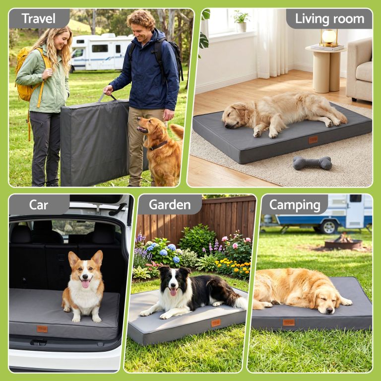 i.pet dog bed xl water resistant egg crate foam orthopedic pet mat grey Portable dog bed for home, car and camping