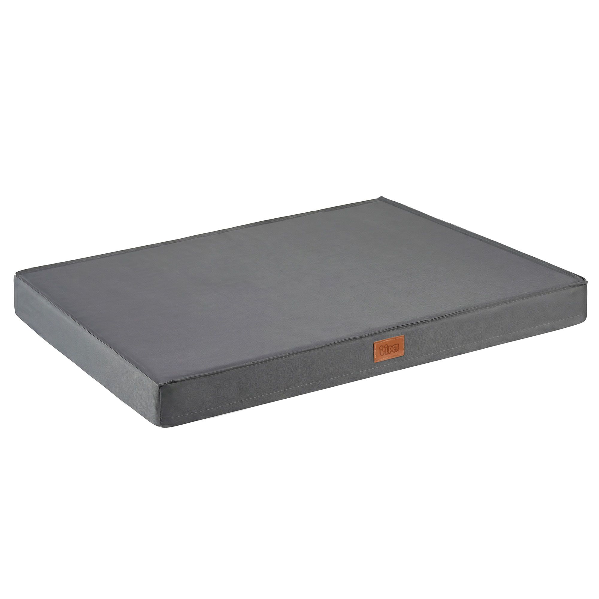 Grey rectangular dog bed mattress