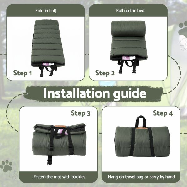 i.pet outdoor dog bed large water resistant washable foldable travel dog mat green Step-by-step guide folding and rolling padded mat