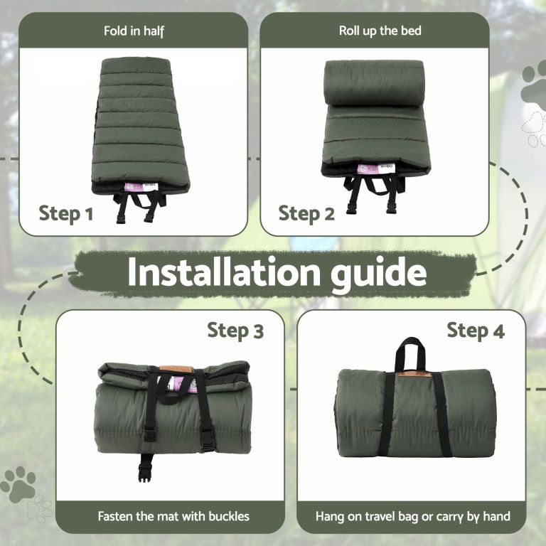 i.pet outdoor dog bed large water resistant washable foldable travel dog mat green Step-by-step guide folding and rolling padded mat