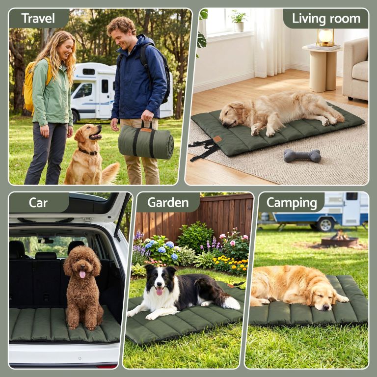 i.pet outdoor dog bed large water resistant washable foldable travel dog mat green Portable dog mat used indoors and outdoors