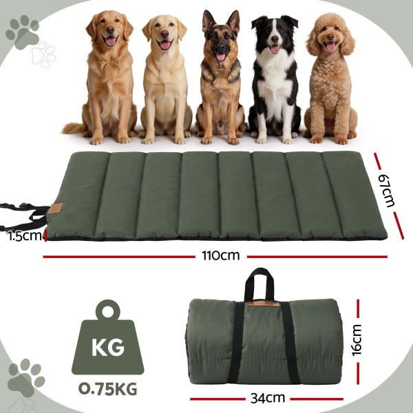 i.pet outdoor dog bed large water resistant washable foldable travel dog mat green Portable green dog mat with size specifications