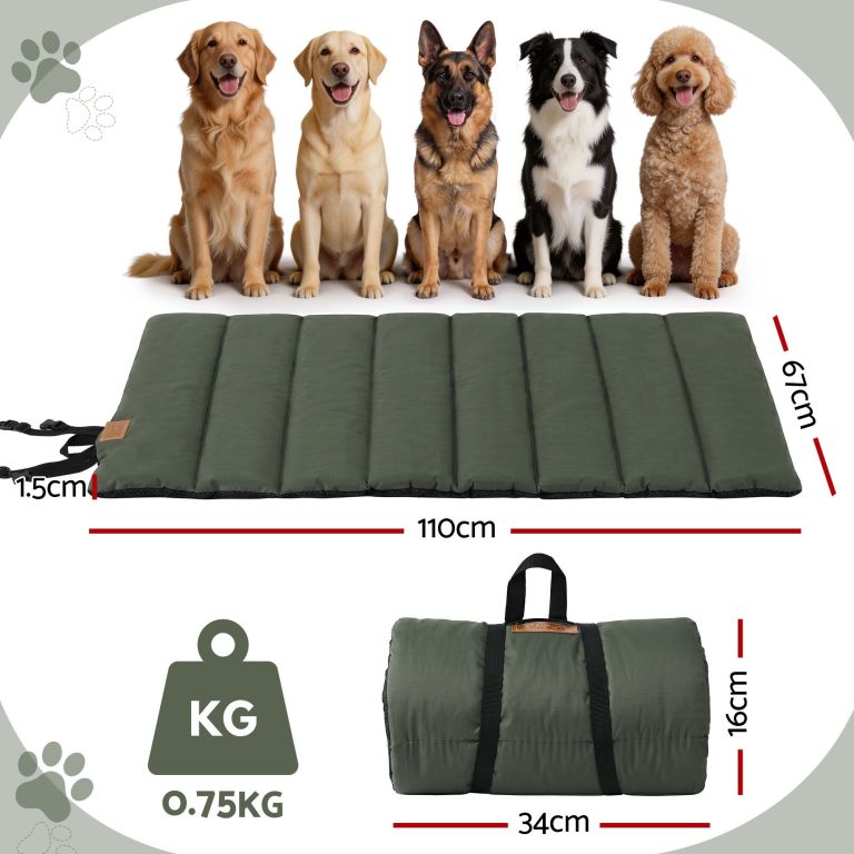 i.pet outdoor dog bed large water resistant washable foldable travel dog mat green Portable green dog mat with size specifications