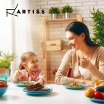 Mother and daughter enjoying healthy meal together