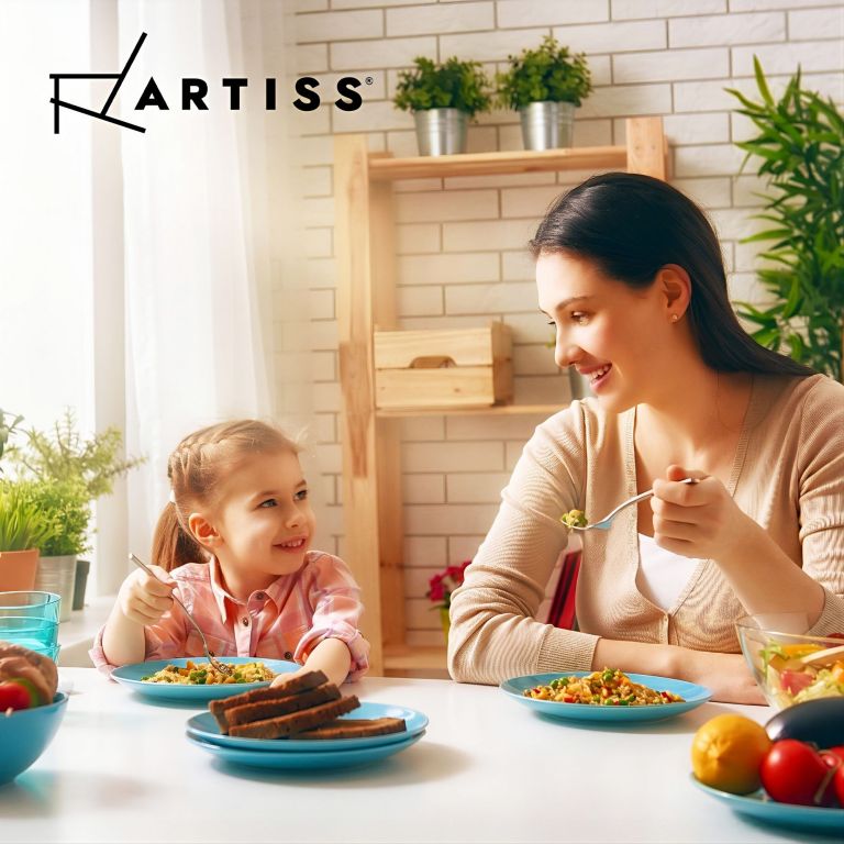 Mother and daughter enjoying healthy meal together