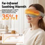 livemor eye and head massager with heat, eye massager, forehand and temple massager, air compression & bluetooth music, 5 modes, 180° foldable, relaxation gifts for mom dad women men Woman wearing heated far-infrared eye mask
