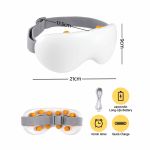 livemor eye massager with cooling & heating | dual hot cold compress goggles with 12 vibrating nodes for migraine relief | wireless bluetooth eye mask with 10min timer & 2400mah battery, white White electric eye massager with adjustable strap