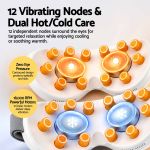 livemor eye massager with cooling & heating | dual hot cold compress goggles with 12 vibrating nodes for migraine relief | wireless bluetooth eye mask with 10min timer & 2400mah battery, white Eye massager with vibrating hot and cold nodes