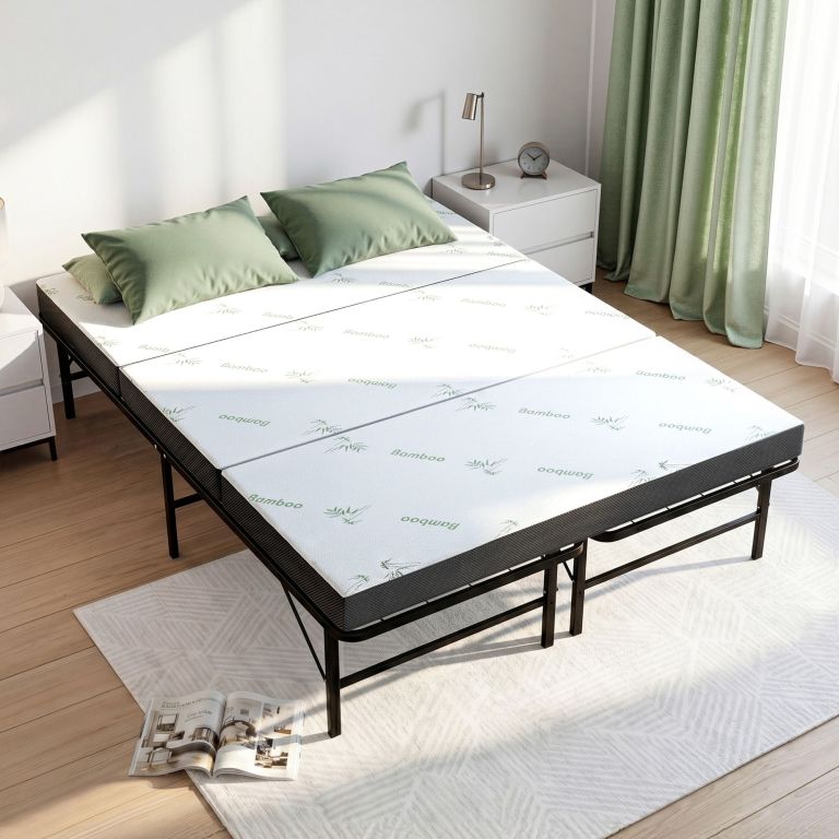 foam mfm bf bam d 00.jpg Bamboo mattress on foldable metal bed frame