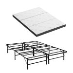 giselle folding bed with mattress double portable foldable guest bed bamboo cover Tri-fold bamboo mattress and metal bed frame