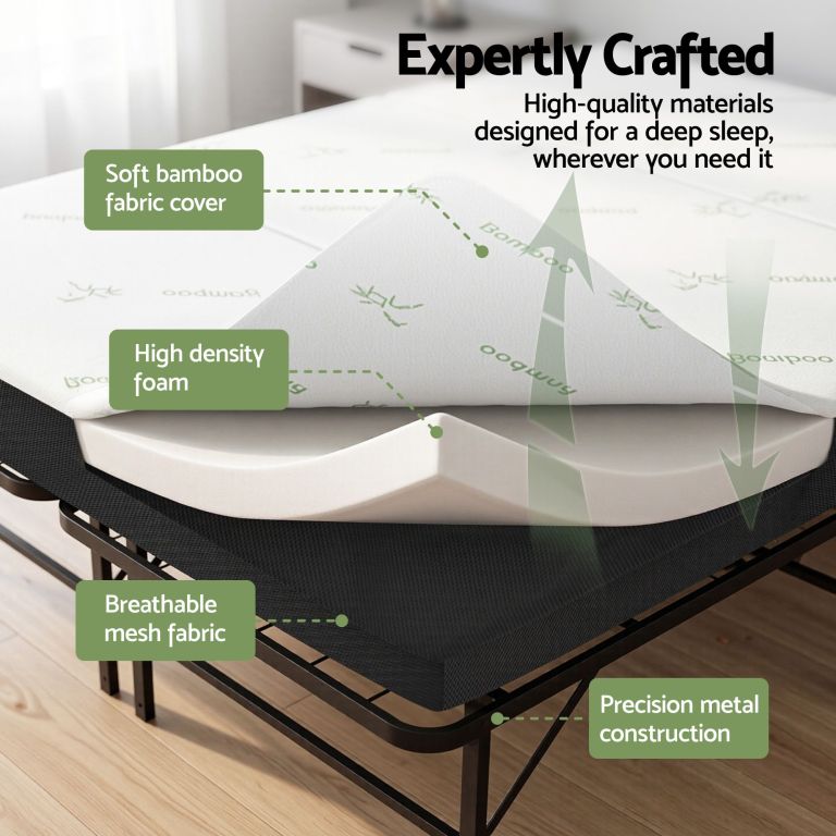 giselle folding bed with mattress double portable foldable guest bed bamboo cover Adjustable wedge pillow with bamboo cover and foam