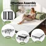 giselle folding bed with mattress double portable foldable guest bed bamboo cover Easy assembly metal bed frame with mattress