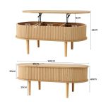 Oval wooden lift-top coffee table with storage