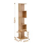 artiss 5 tiers bookshelf s shaped bookcase oak Tall wooden shelving unit with staggered cube design