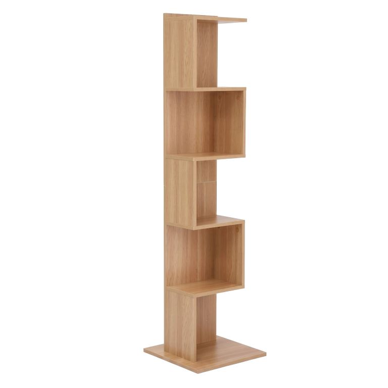 artiss 5 tiers bookshelf s shaped bookcase oak Tall light oak staggered shelving unit