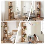 artiss 5 tiers bookshelf s shaped bookcase oak Wooden corner bookshelf styled in four home rooms