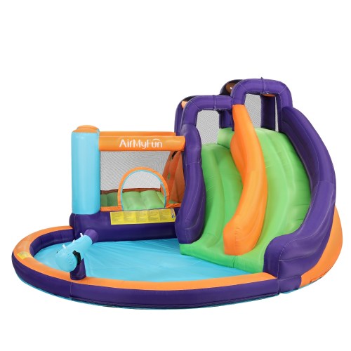 Colourful inflatable kids water slide and splash pool