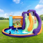 airmyfun inflatable water slide kids jumping trampoline castle double slide Kids playing on inflatable backyard water slide