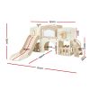 keezi kids slide set toddler indoor playset with drawing board beige Beige children's playset with slide and hoop