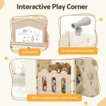 keezi kids slide set toddler indoor playset with drawing board beige Kids play corner with drawing board and telescope
