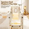 keezi kids slide set toddler indoor playset with drawing board beige Spacious dual platform toddler playset with slide