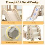 keezi kids slide set toddler indoor playset with drawing board beige Kids play slide with rounded edges and steps