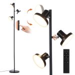 Black three-head adjustable LED floor lamp