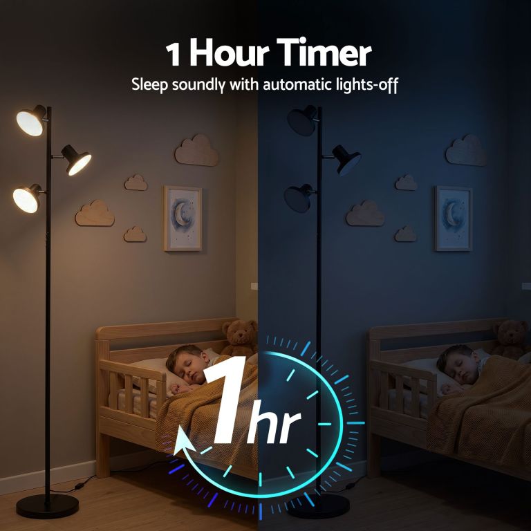 Nursery lamp with one-hour automatic timer feature
