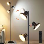Adjustable three-head floor lamp with remote control