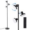 Black adjustable three-head floor lamp with remote