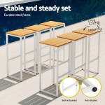 gardeon 7 piece outdoor bar set table chairs patio bistro set 6 seater White steel bar stools with wooden tops
