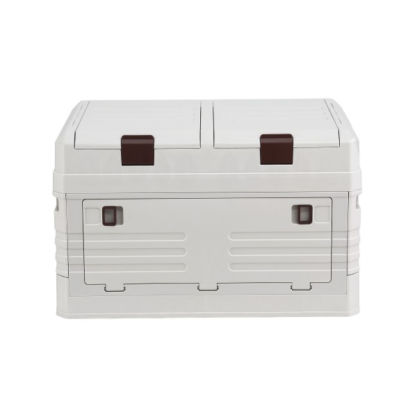 Large plastic storage box with dual lids