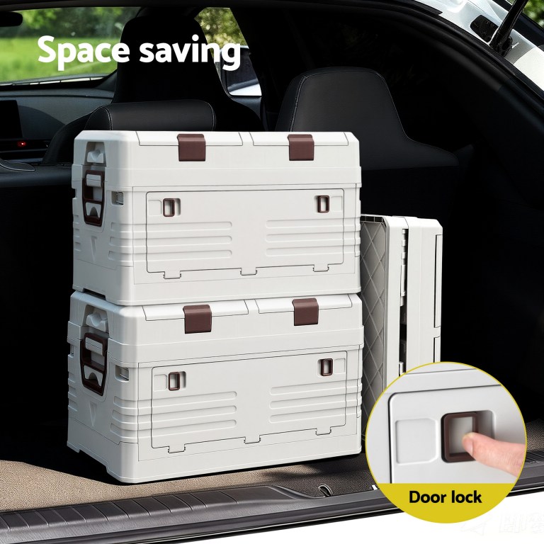 gardeon 40l outdoor storage box foldable camping collapsible bins organizer Stackable foldable storage boxes in car boot