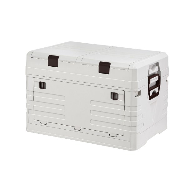 Foldable plastic storage box with secure lid
