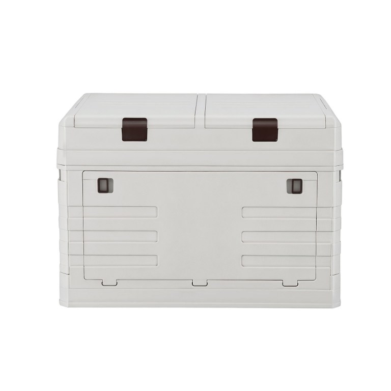 gardeon 80l outdoor storage box foldable camping collapsible bins organizer Light grey plastic storage cabinet with double lid
